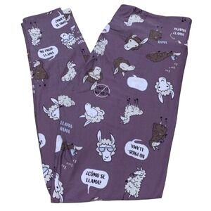 LuLaRoe Womens Leggings‎ Size TC Purple Llama Drama Pajama Yo Rama Como Se NWT